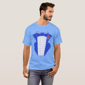 Groovy Bold Blue Tuxedo Style T-shirt (Voorkant volledig)