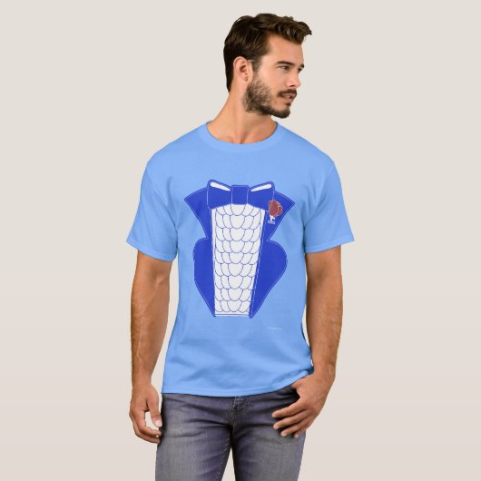 Groovy Bold Blue Tuxedo Style T-shirt (Voorkant volledig)