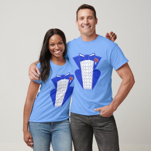 Groovy Bold Blue Tuxedo Style T-shirt (Unisex)