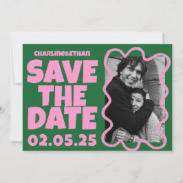 Groovy Bold Groen Roze Rood Funky Save The Date