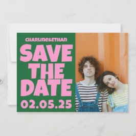 Groovy Bold Groen Roze Rood Funky Save The Date