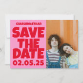 Groovy Bold Groen Roze Rood Funky Save The Date (Voorkant)