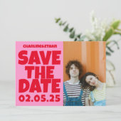 Groovy Bold Groen Roze Rood Funky Save The Date (Staand voorkant)