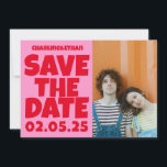 Groovy Bold Groen Roze Rood Funky Save The Date<br><div class="desc">Groovy Bold Groen Roze Rood Funky Save the Date</div>