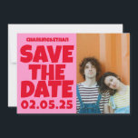 Groovy Bold Groen Roze Rood Funky Save The Date<br><div class="desc">Groovy Bold Groen Roze Rood Funky Save the Date</div>