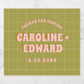 Groovy Bold Groen Roze Rood Funky Sparkling Wijnetiket (Enkel label)