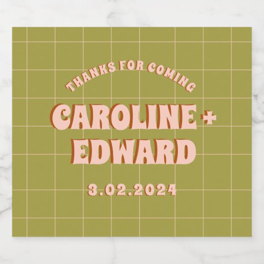 Groovy Bold Groen Roze Rood Funky Sparkling Wijnetiket (Enkel label)