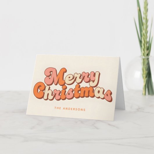 Groovy Bold Script Merry Christmas Feestdagen Kaart (Voorkant)