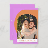 Groovy Bold Typografie Roze Oranje foto opslaan Save The Date (Voorkant / Achterkant)