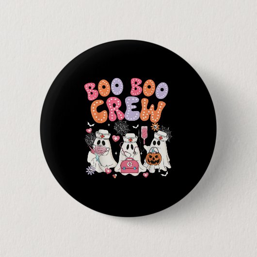 Groovy Boo Boo Crew Nurse Funny Ghost Halloween Te Ronde Button 5,7 Cm (Voorkant)