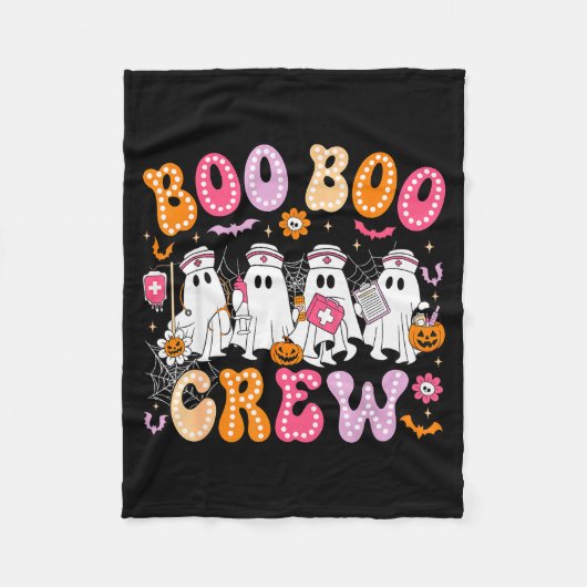 Groovy Boo Boo Crew Nurse Funny Ghost Women Hallow Fleece Deken (Voorkant)