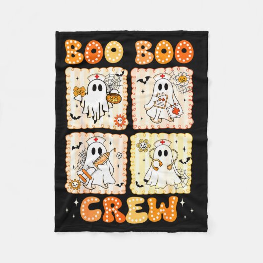 Groovy Boo Boo Crew Nurse Funny Ghost Women Hallow Fleece Deken (Voorkant)