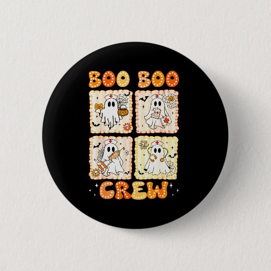 Groovy Boo Boo Crew Nurse Funny Ghost Women Hallow Ronde Button 5,7 Cm (Voorkant)