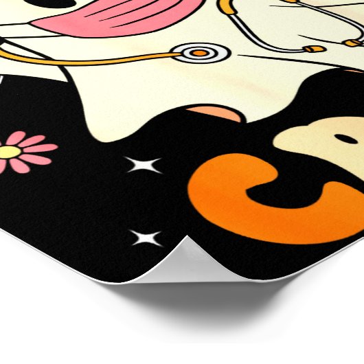 Groovy Boo Boo Crew Nurse Halloween Cute Ghost Wom Poster (Hoek)