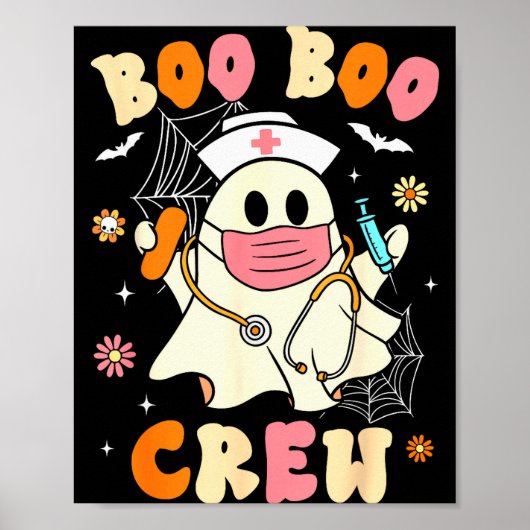 Groovy Boo Boo Crew Nurse Halloween Cute Ghost Wom Poster (Voorkant)