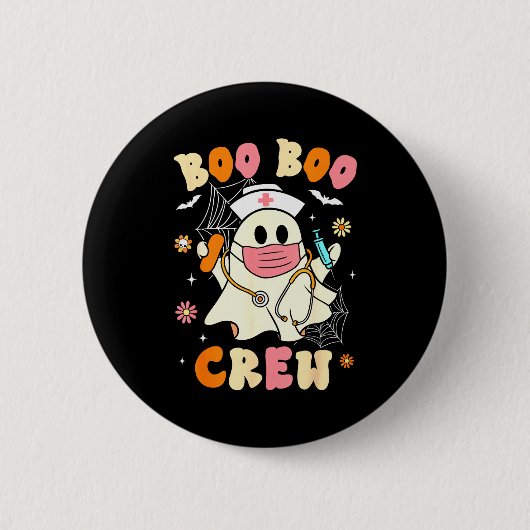 Groovy Boo Boo Crew Nurse Halloween Cute Ghost Wom Ronde Button 5,7 Cm (Voorkant)
