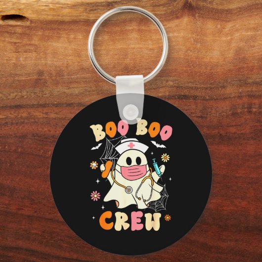 Groovy Boo Boo Crew Nurse Halloween Cute Ghost Wom Sleutelhanger (Voorkant)
