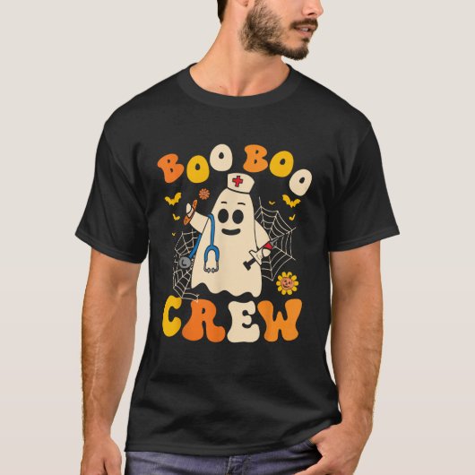 Groovy Boo Crew Nurse Funny Ghost Women Halloween  T-shirt (Voorkant)