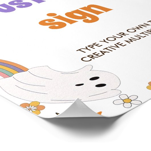 Groovy Boo Halloween Verjaardag Tafel Teken Poster (Hoek)