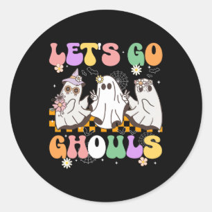 Groovy Boo Lets Go Ghouls Halloween Ghost Women Gi Ronde Sticker
