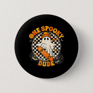 Groovy Boo Schaats One Spooky Dude Halloween Boys  Ronde Button 5,7 Cm