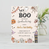 Groovy Boo! Spectaculair Halloween verjaardagsfees Kaart (Staand voorkant)