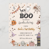 Groovy Boo! Spectaculair Halloween verjaardagsfees Kaart (Voorkant / Achterkant)
