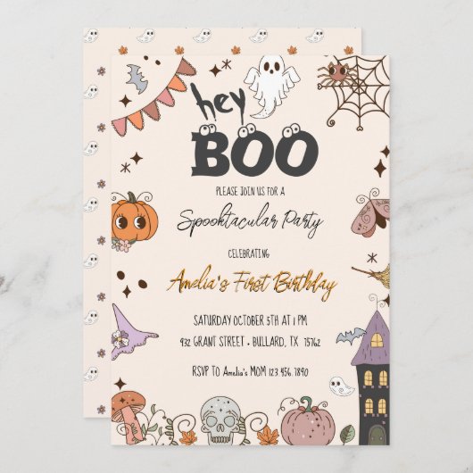 Groovy Boo! Spectaculair Halloween verjaardagsfees Kaart (Voorkant / Achterkant)