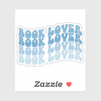 Groovy Book Lover Blue Veelkleurige Retro Vinyl Sticker