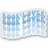 Groovy Book Lover Blue Veelkleurige Retro Vinyl Sticker (Voorkant)