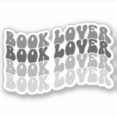Groovy Book Lover Grijs Veelkleurig Retro Vinyl Sticker (Voorkant)