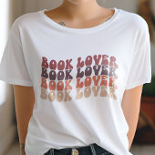 Groovy Book Lover Muted Veelkleurige Retro T-shirt