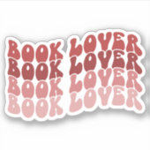 Groovy Book Lover Rood Veelkleurig Retro Vinyl Sticker (Voorkant)