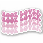 Groovy Book Lover Roze Veelkleurige Retro Vinyl Sticker (Voorkant)