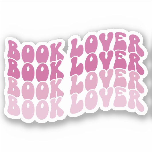 Groovy Book Lover Roze Veelkleurige Retro Vinyl Sticker (Voorkant)