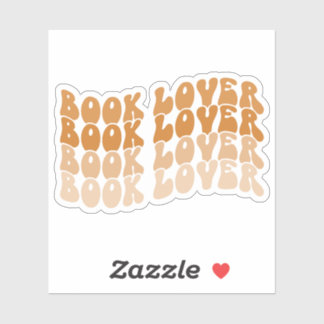 Groovy Book Lover Sinaasappel Veelkleurige Retro V Sticker