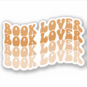 Groovy Book Lover Sinaasappel Veelkleurige Retro V Sticker (Voorkant)