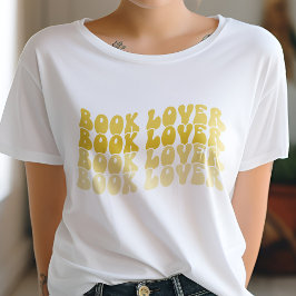 Groovy Book Lover Veelkleurige Gele Retro T-shirt