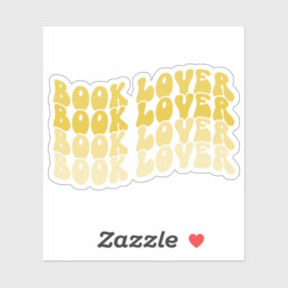 Groovy Book Lover Yellow Veelkleurige Retro Vinyl Sticker