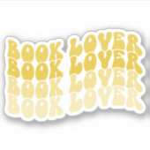 Groovy Book Lover Yellow Veelkleurige Retro Vinyl Sticker (Voorkant)