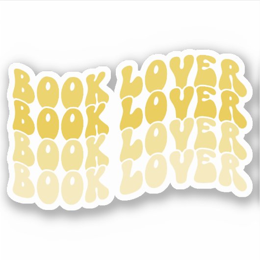 Groovy Book Lover Yellow Veelkleurige Retro Vinyl Sticker (Voorkant)