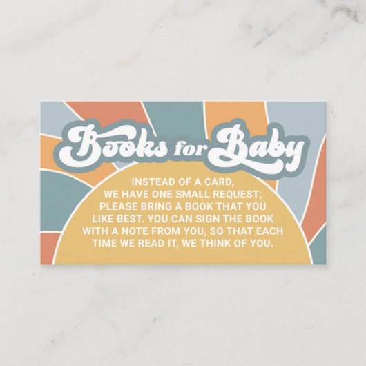 Groovy Books for Baby Retro Sunshine Baby shower Informatiekaartje (Voorkant)