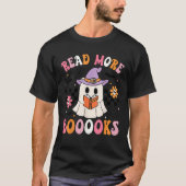 Groovy Booooks Ghost Read More Books Funny Teacher T-shirt (Voorkant)