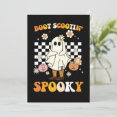 Groovy Boot Scootin Spooky Ghost Halloween Retro Kaart (Staand voorkant)
