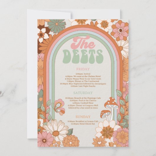 Groovy & Boozy Bachelorette Weekend Itinerary Kaart (Achterkant)