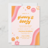 Groovy & Boozy Roze & Oranje vrijgezellenfeest Kaart (Voorkant)