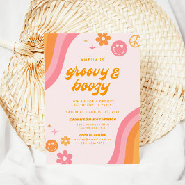 Groovy & Boozy Roze & Oranje vrijgezellenfeest Kaart