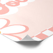 Groovy bord met baby shower eten poster (Hoek)