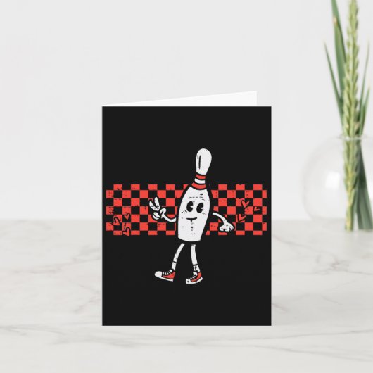 Groovy Bowling Pin Peace Retro Bowler Boys Kinder Kaart (Voorkant)