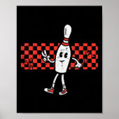 Groovy Bowling Pin Peace Retro Bowler Boys Kinder Poster (Voorkant)